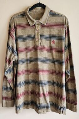 Legendary Polo Shirt Mens Large Long Sleeve Classic, brown, academia